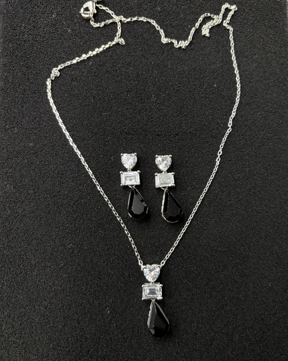 Heart Diamond with Drop Swarovski pendant set