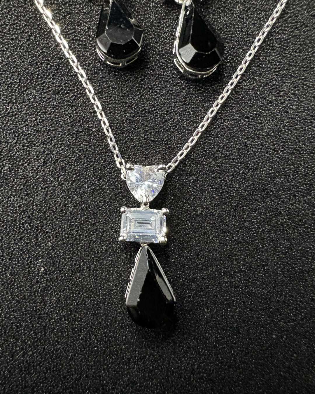 Heart Diamond with Drop Swarovski pendant set