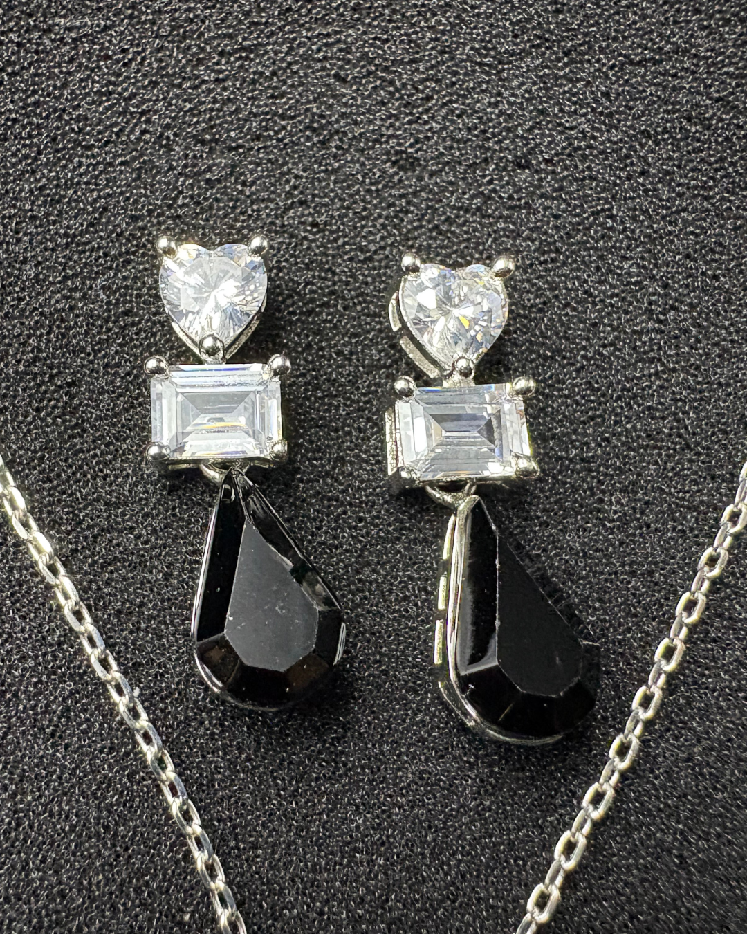Heart Diamond with Drop Swarovski pendant set