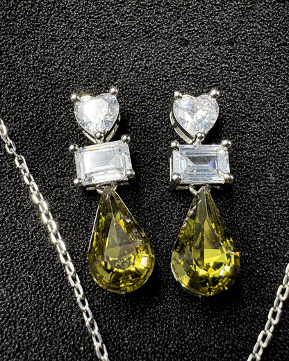 Heart Diamond with Drop Swarovski pendant set