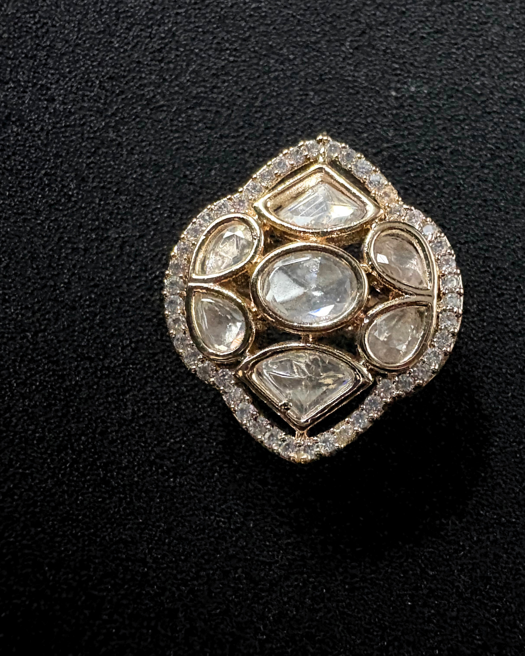 Large Moissanite and AD Ring (adjustable)