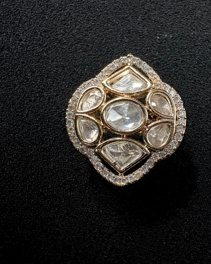 Large Moissanite and AD Ring (adjustable)