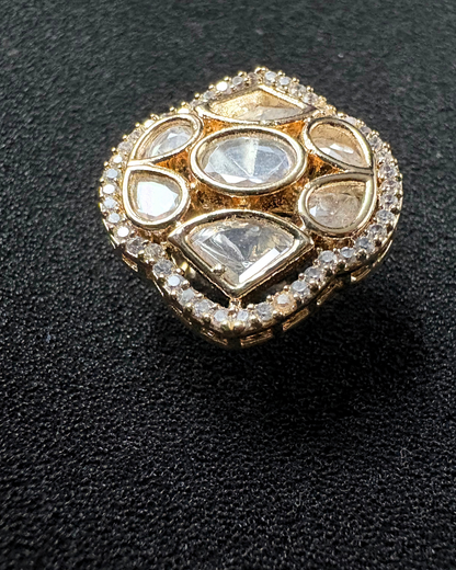 Large Moissanite and AD Ring (adjustable)