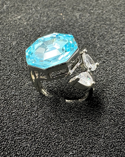 Beautiful Octagon Swarovski Crystal Ring with Marquise (adjustable)