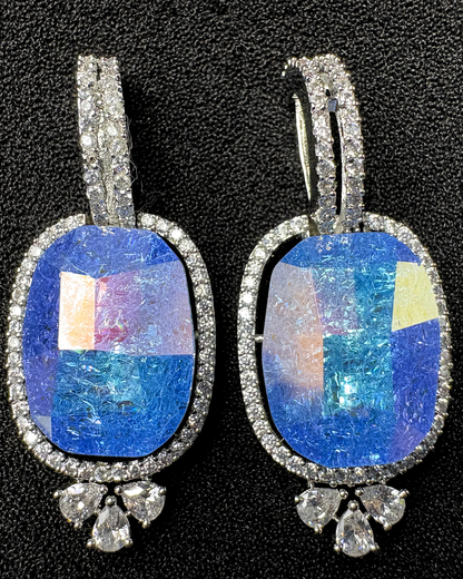 Dual tone Swarovski Crystal and AD Earrings