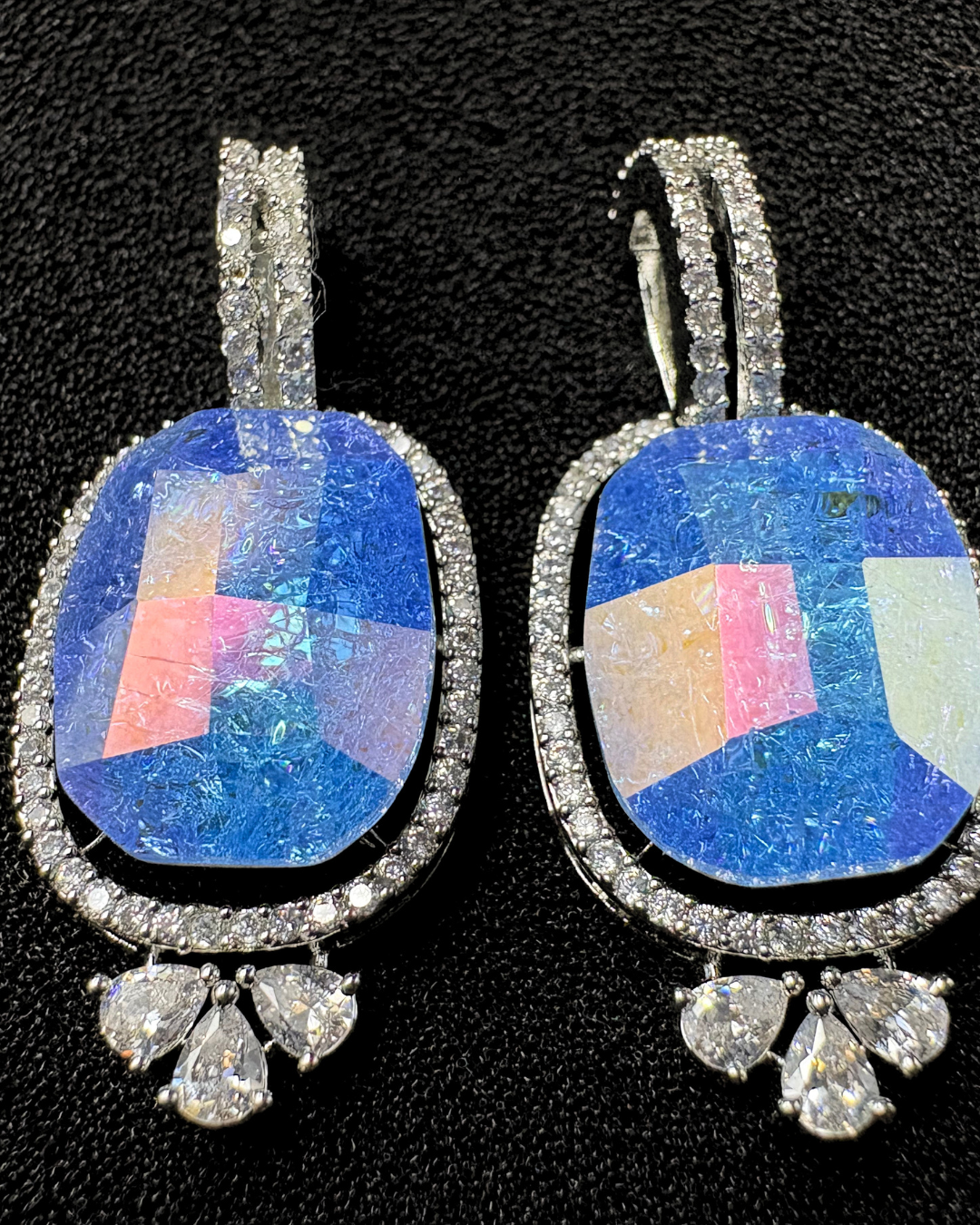 Dual tone Swarovski Crystal and AD Earrings