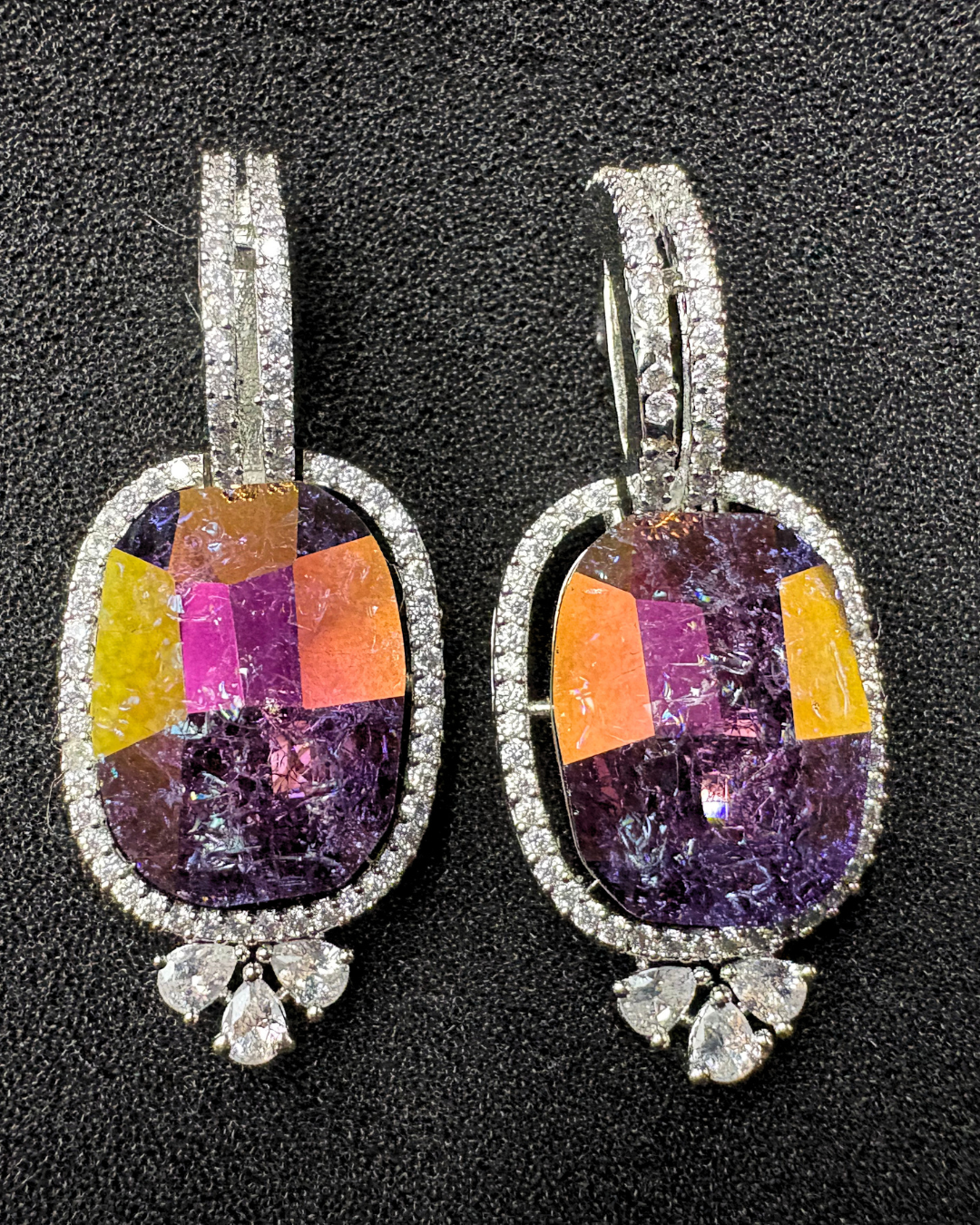Dual tone Swarovski Crystal and AD Earrings