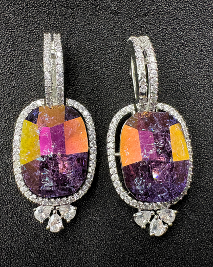 Dual tone Swarovski Crystal and AD Earrings