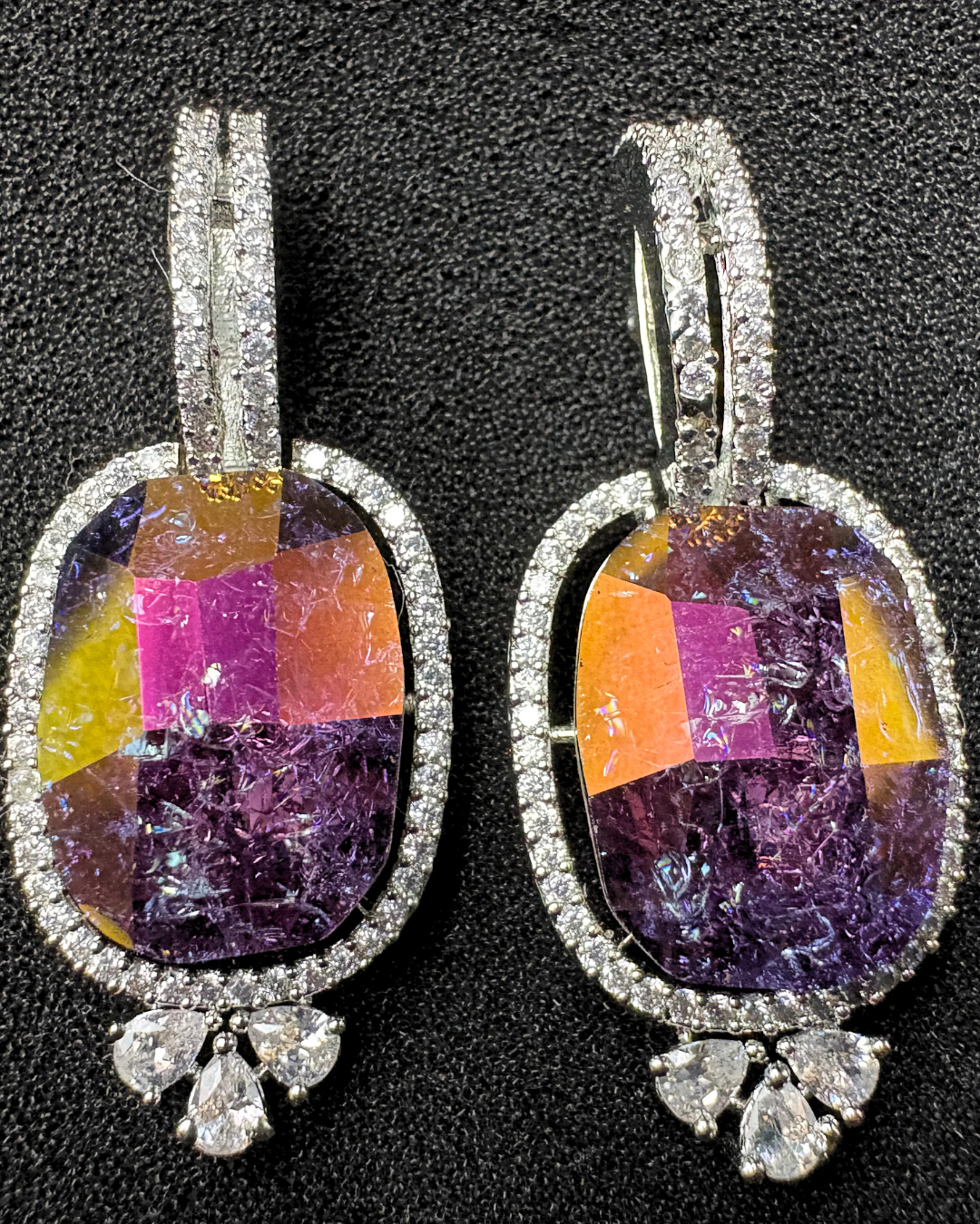 Dual tone Swarovski Crystal and AD Earrings