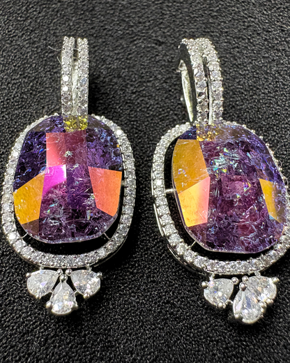 Dual tone Swarovski Crystal and AD Earrings