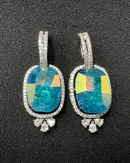 Dual tone Swarovski Crystal and AD Earrings