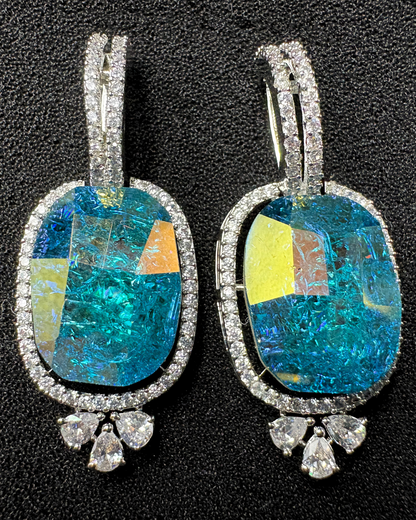 Dual tone Swarovski Crystal and AD Earrings