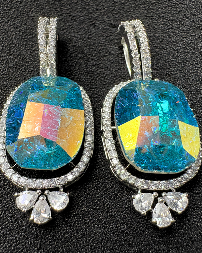 Dual tone Swarovski Crystal and AD Earrings