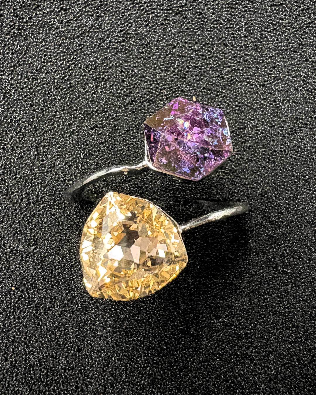 Stylish Double Swarovski Crystal Ring (adjustable)