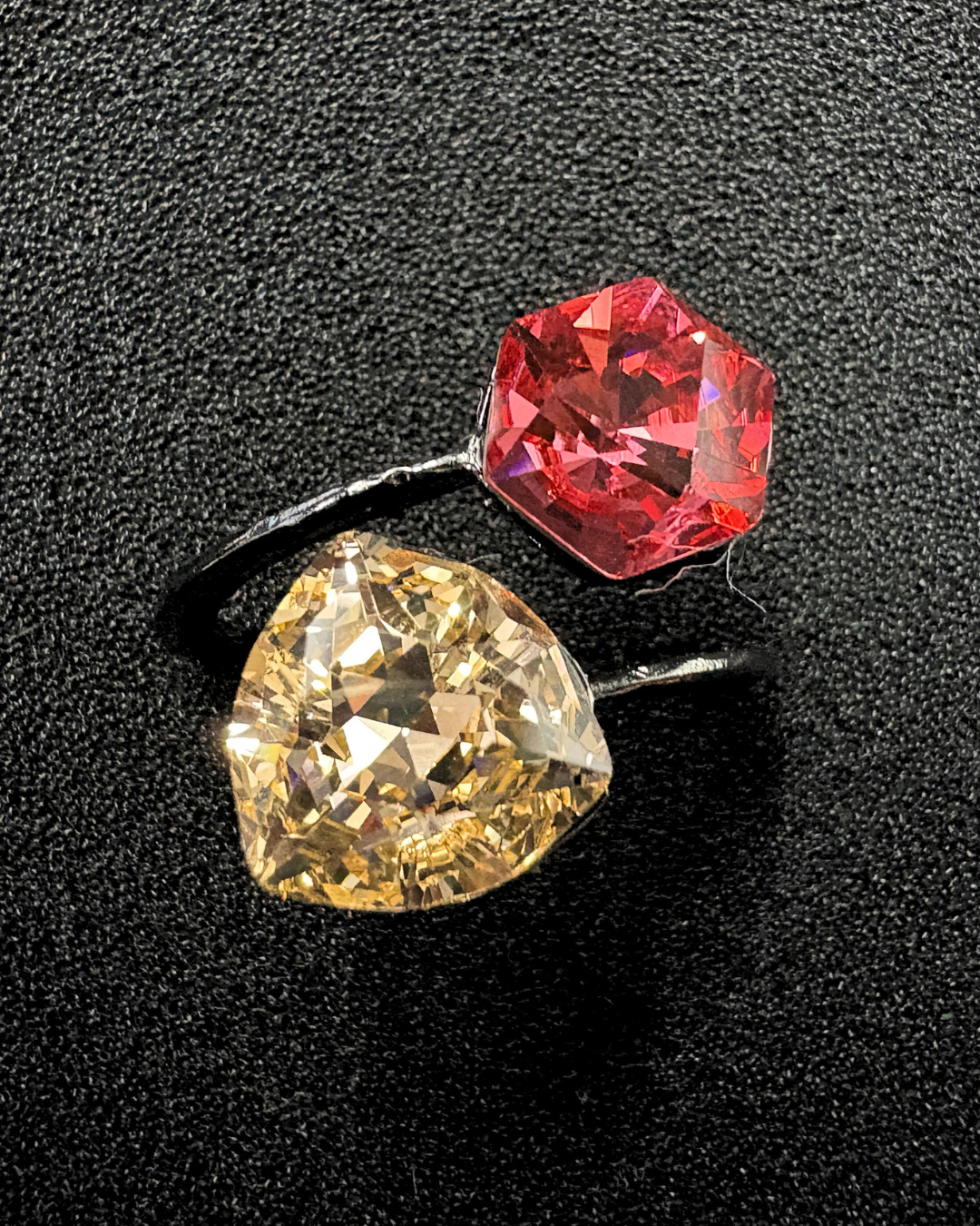 Stylish Double Swarovski Crystal Ring (adjustable)