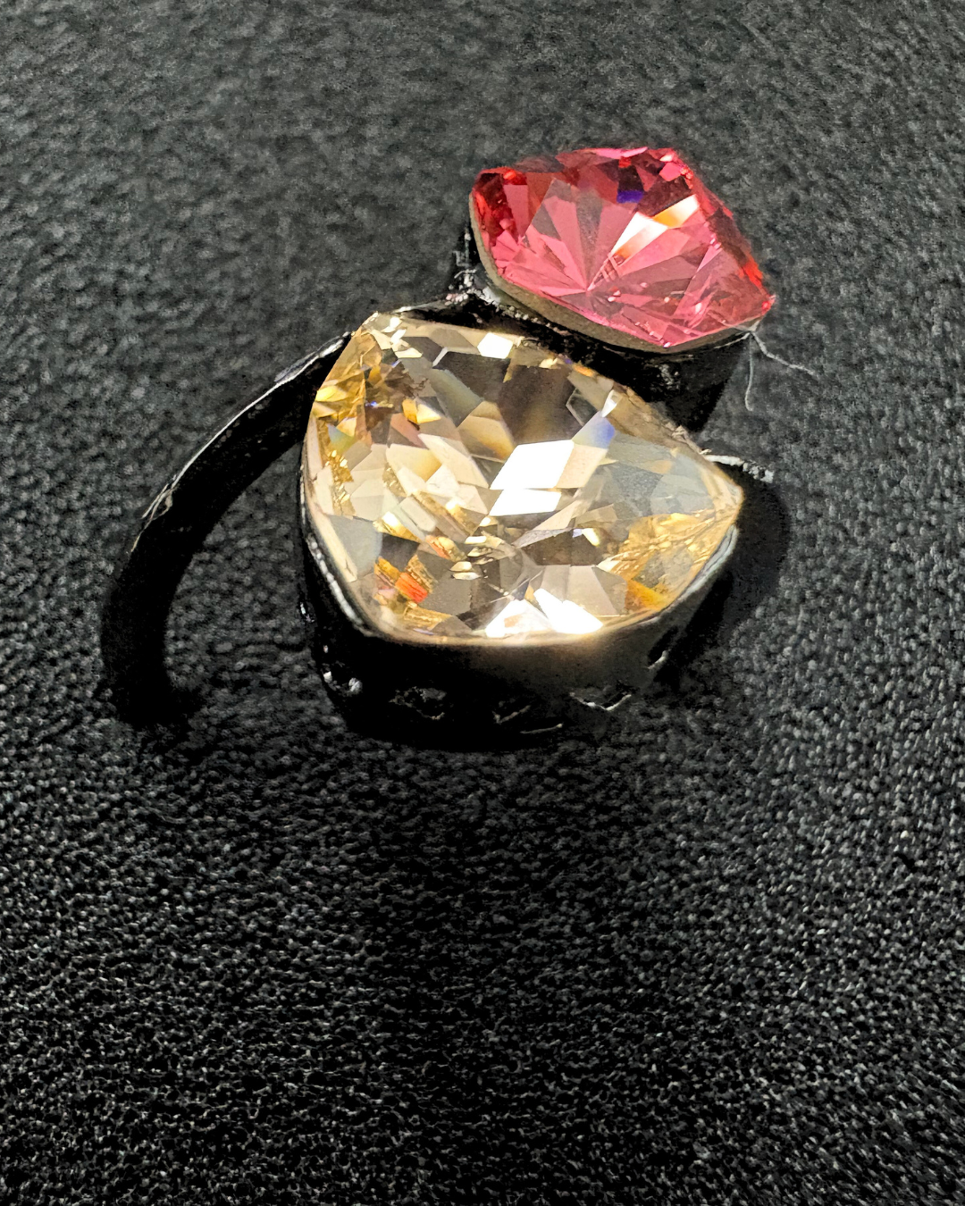Stylish Double Swarovski Crystal Ring (adjustable)