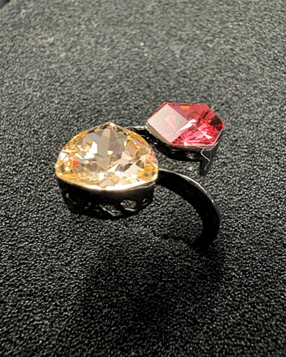 Stylish Double Swarovski Crystal Ring (adjustable)