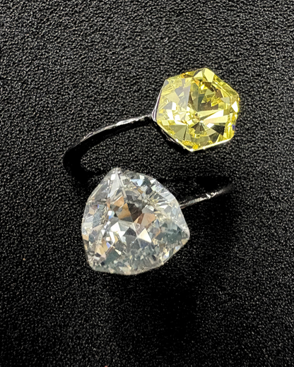 Stylish Double Swarovski Crystal Ring (adjustable)
