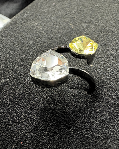 Stylish Double Swarovski Crystal Ring (adjustable)