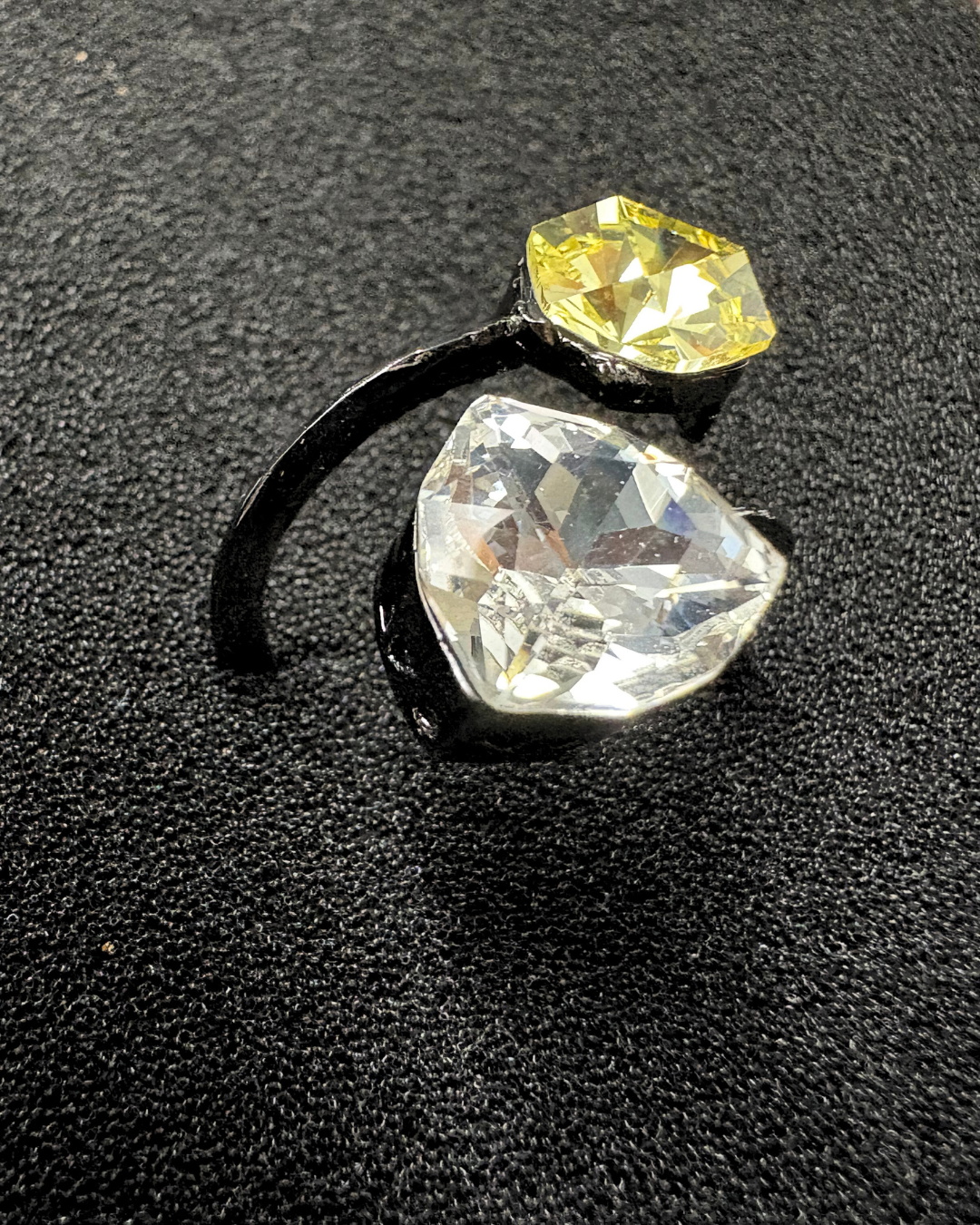 Stylish Double Swarovski Crystal Ring (adjustable)