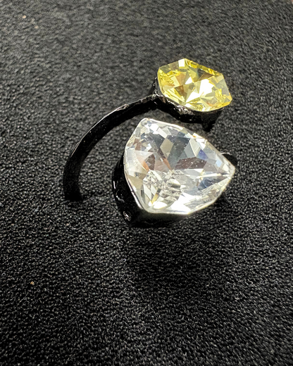 Stylish Double Swarovski Crystal Ring (adjustable)