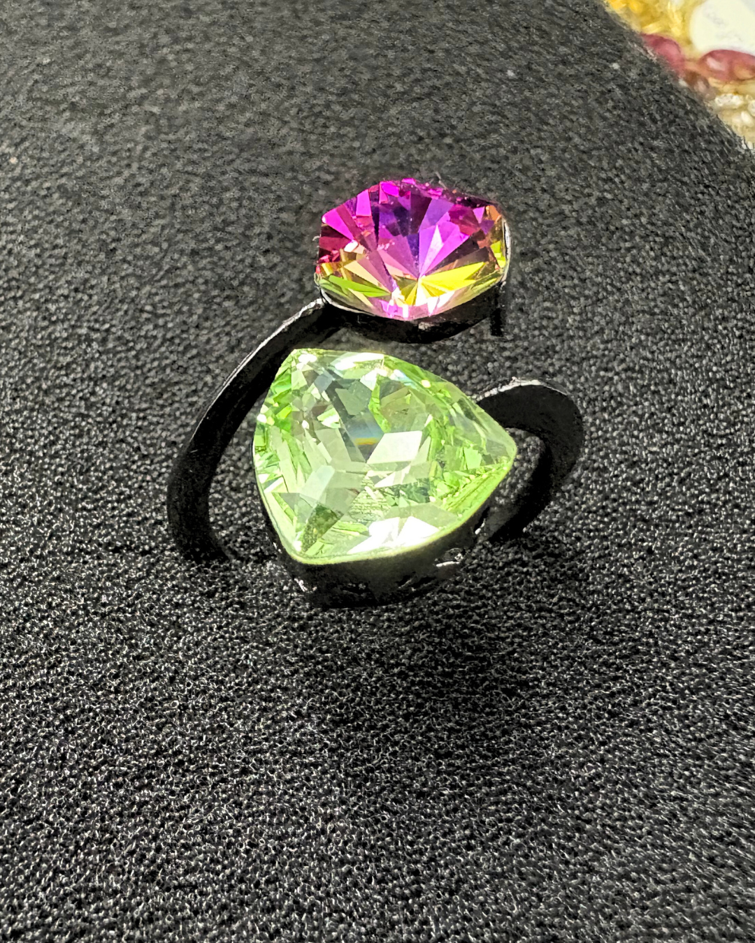 Stylish Double Swarovski Crystal Ring (adjustable)