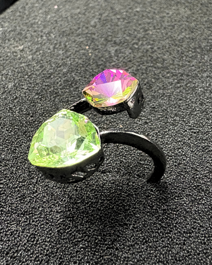 Stylish Double Swarovski Crystal Ring (adjustable)