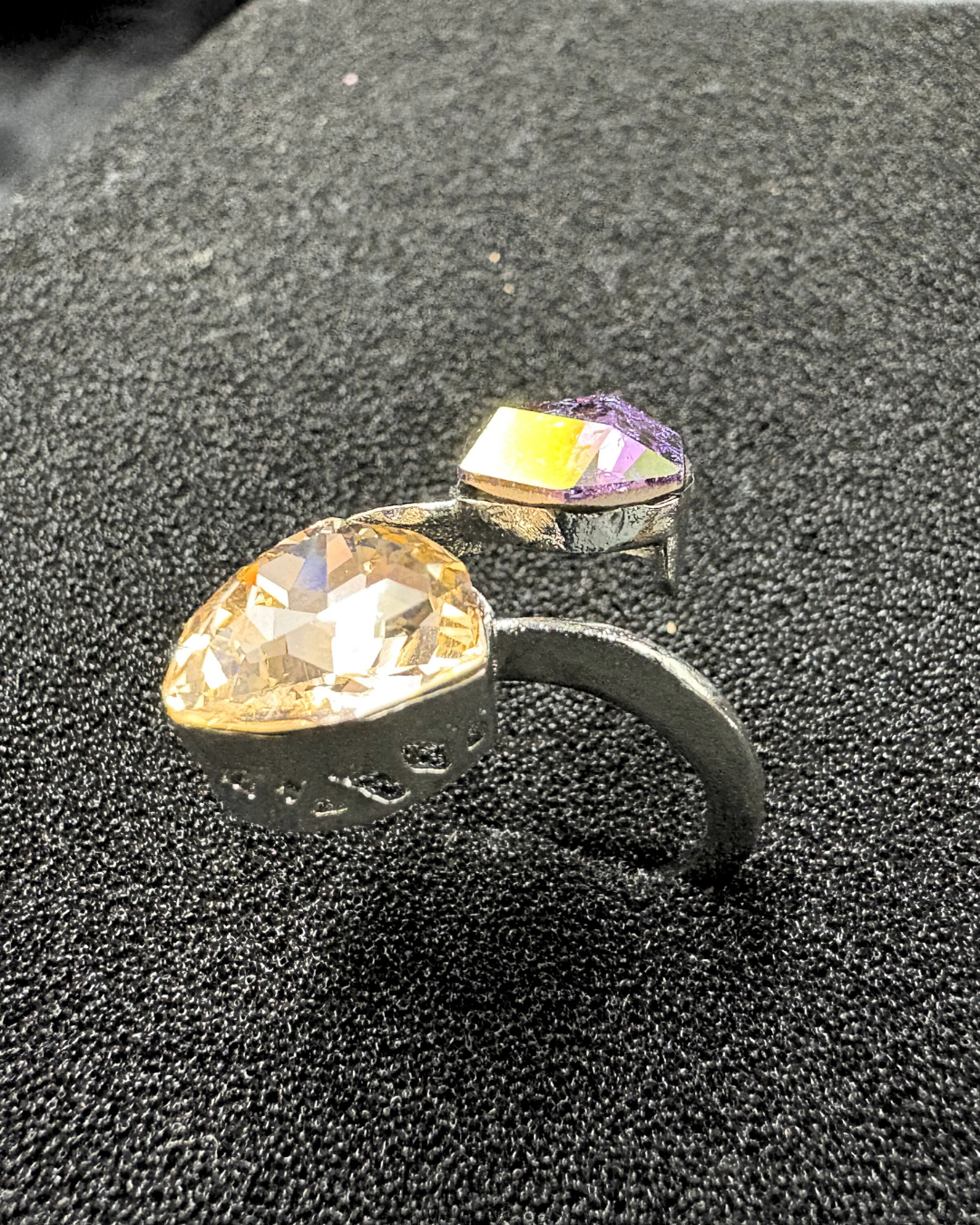 Stylish Double Swarovski Crystal Ring (adjustable)