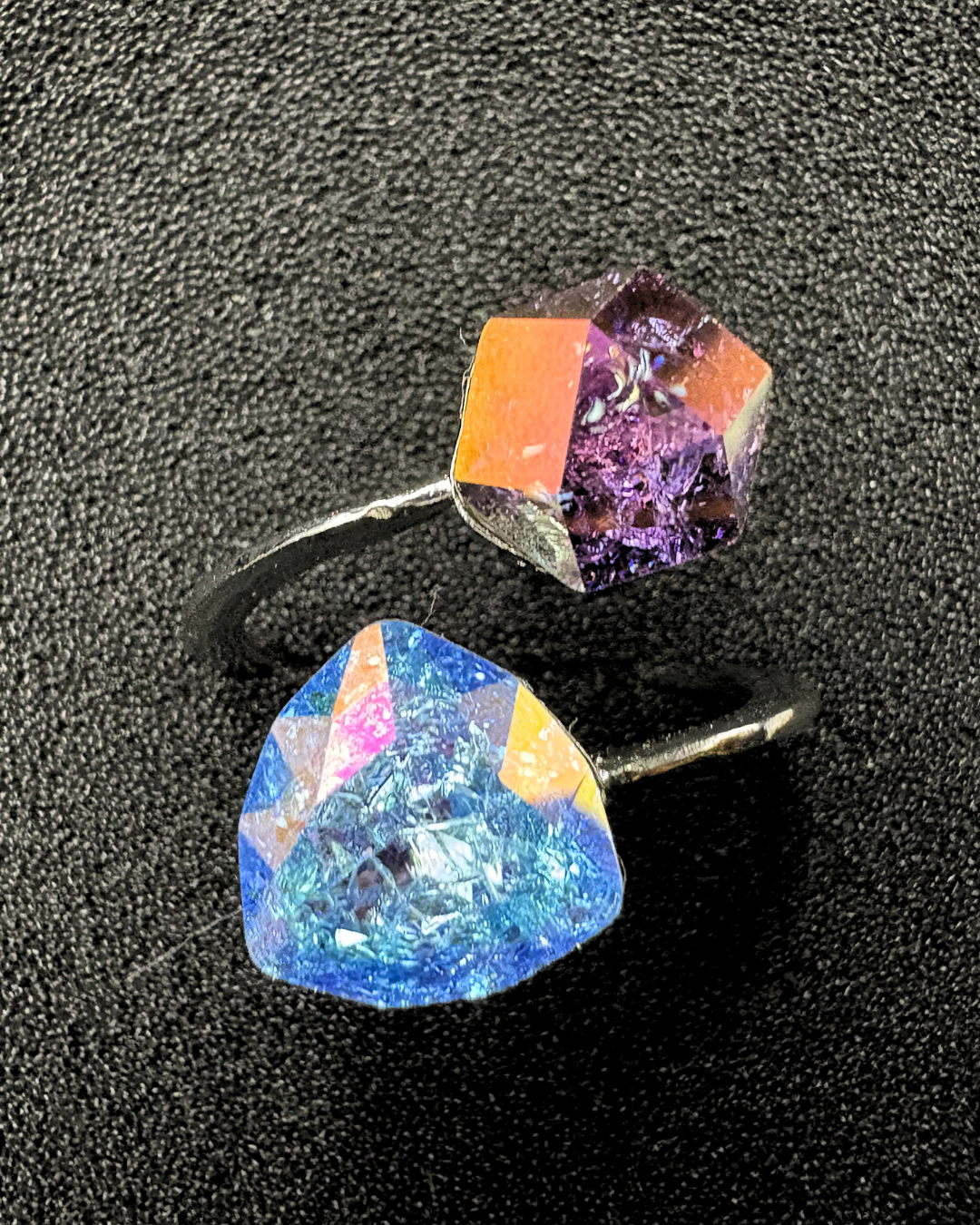 Stylish Double Swarovski Crystal Ring (adjustable)