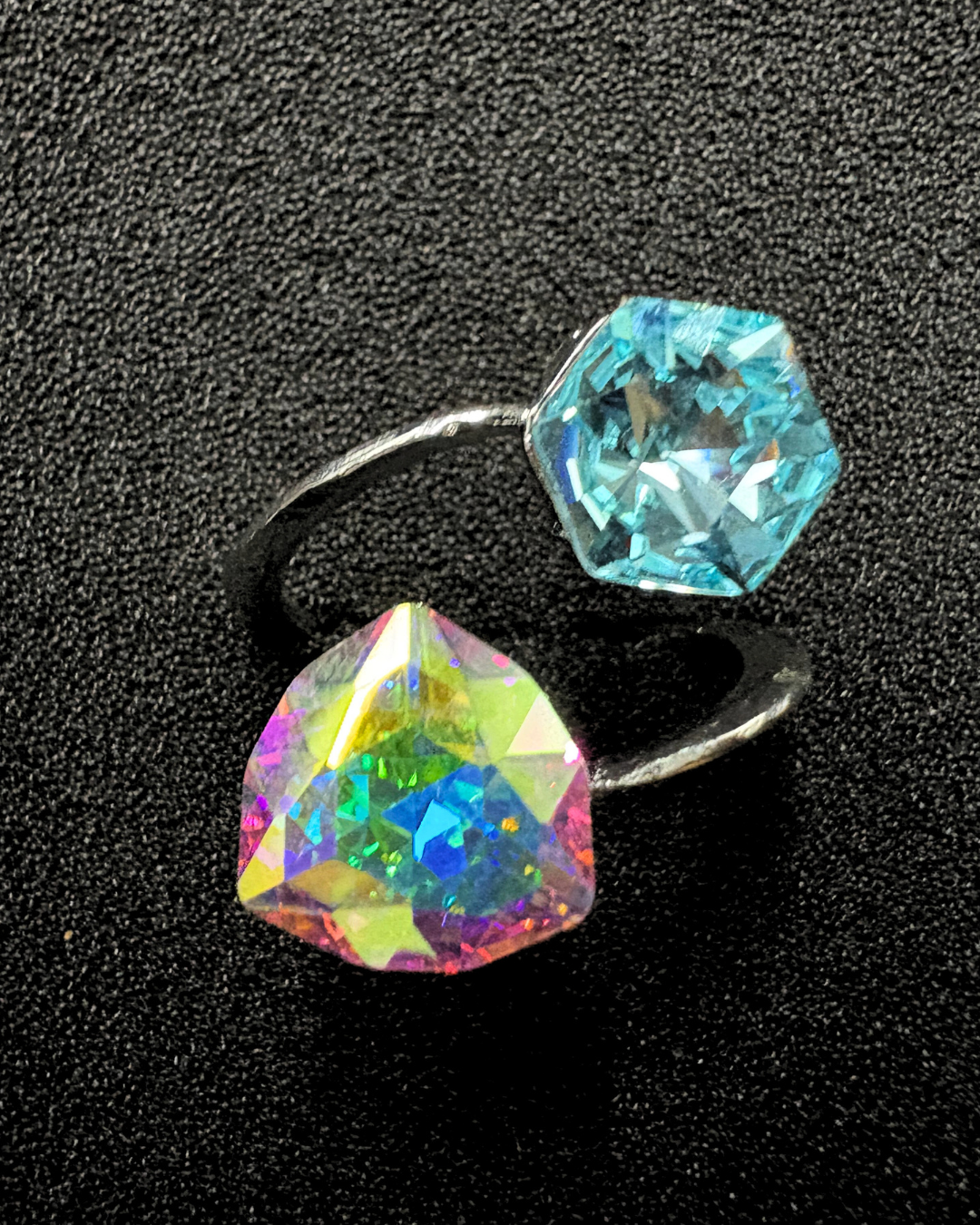 Stylish Double Swarovski Crystal Ring (adjustable)