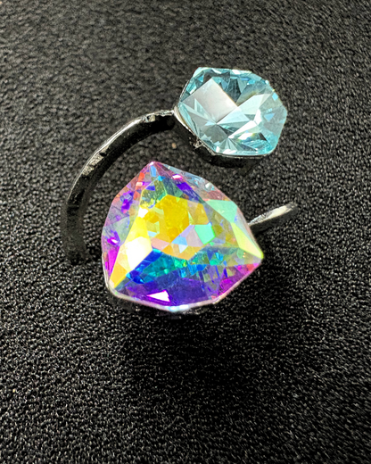 Stylish Double Swarovski Crystal Ring (adjustable)