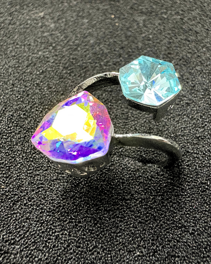Stylish Double Swarovski Crystal Ring (adjustable)