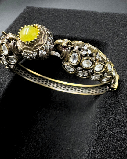 Peacock moissanite Bracelet with Yellow centrepiece