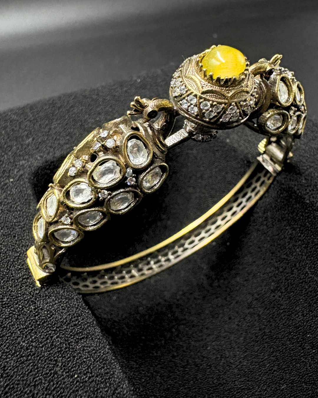 Peacock moissanite Bracelet with Yellow centrepiece