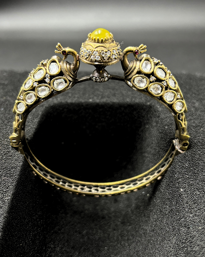 Peacock moissanite Bracelet with Yellow centrepiece